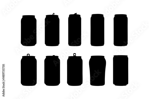 Soda Can Black Silhouette Vector Illustration