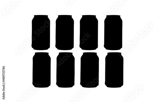 Soda Can Black Silhouette Vector Illustration