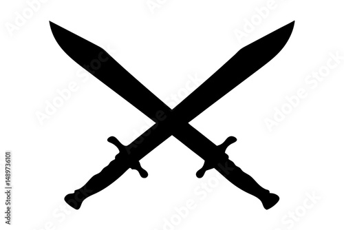 Swords Black Silhouette Icon Isolated on White Vector Illustration