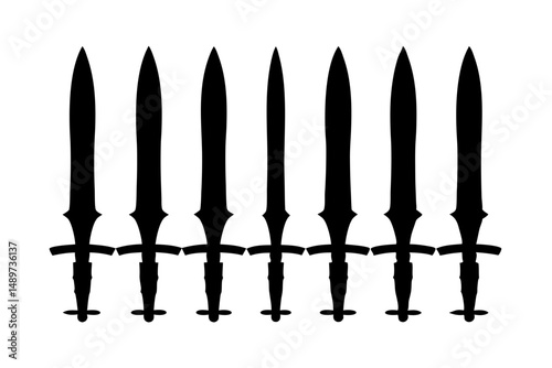 Swords Black Silhouette Icon Isolated on White Vector Illustration