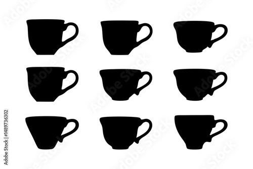 Teacup with Handle Black Silhouette Vector Illustration