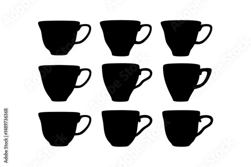 Teacup with Handle Black Silhouette Vector Illustration
