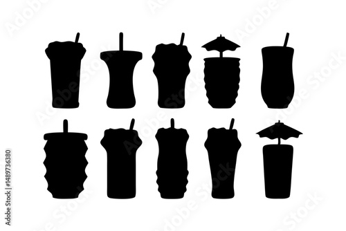 Tiki Drink Black Silhouette Icon Isolated Vector Illustration