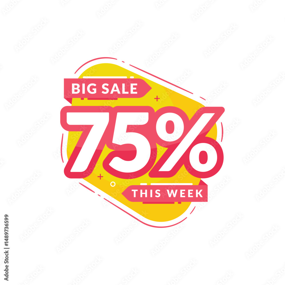 Fototapeta premium Special discount 75% Off Badge Design. Discount number banner flat design