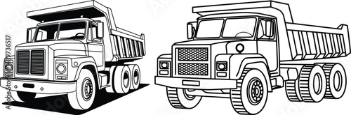Dump Truck Clipart, Construction Vehicle Silhouette Vector for Heavy Equipment Designs.