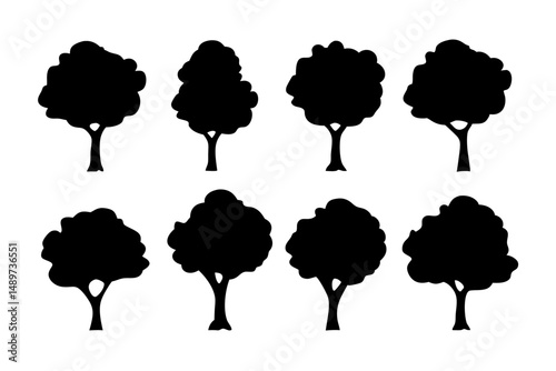 Tree with Rounded Leaves and Branches Icon Vector Illustration