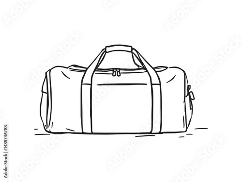 Duffel Bag line art vector illustration