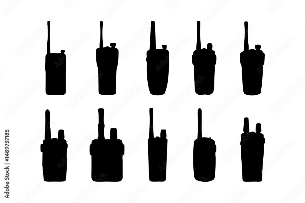 Naklejka premium Walkie Talkie Black Silhouette Icon Vector Illustration