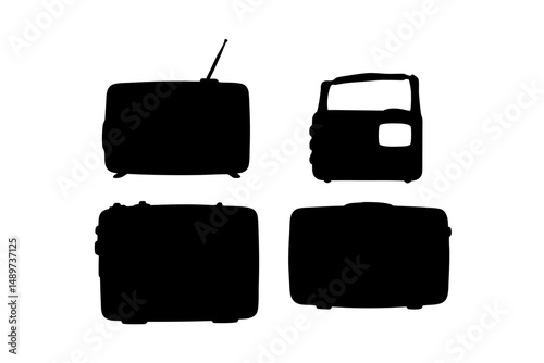 Vintage Radio Black Silhouette Icon Vector Illustration