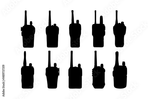 Walkie Talkie Black Silhouette Icon Vector Illustration