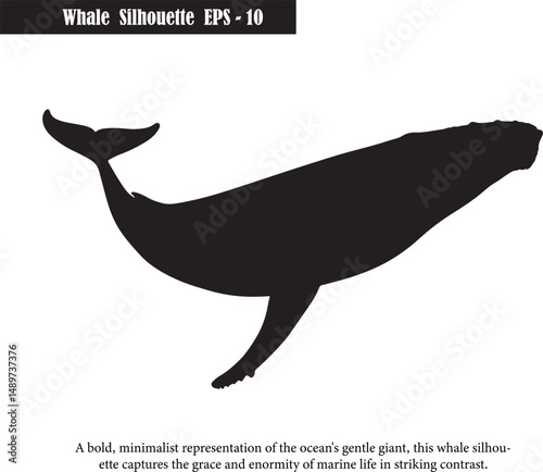 Whale Silhouette Minimalist Ocean Giant Marine Life Artwork