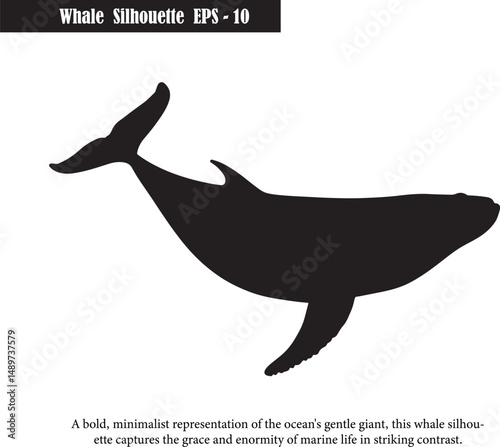 Whale Silhouette Minimalist Ocean Giant Marine Life Artwork