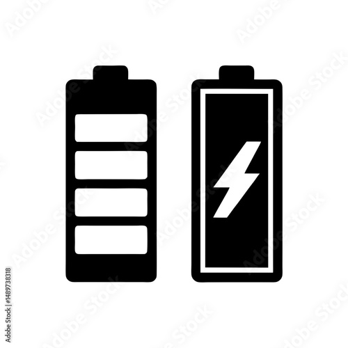 Battery Icons Black Silhouette Vector Illustration