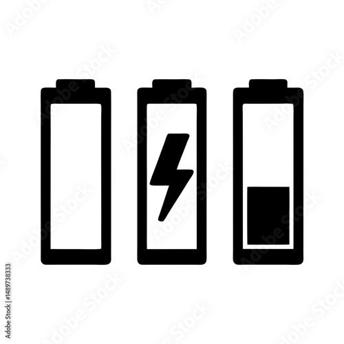 Battery Icons Black Silhouette Vector Illustration