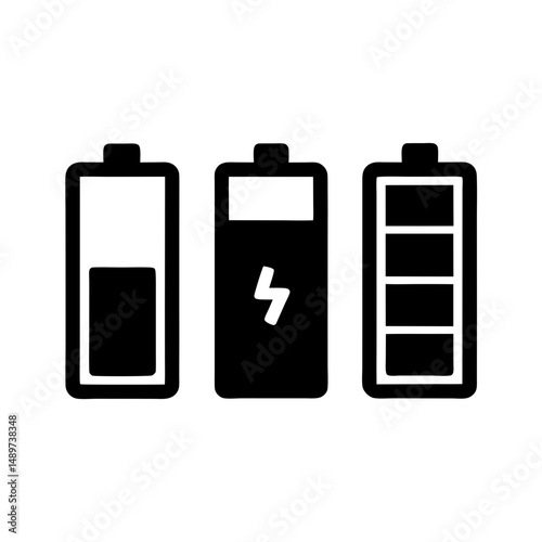 Battery Icons Black Silhouette Vector Illustration