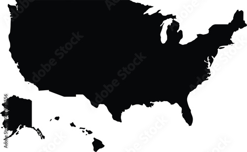 United States Map High-Resolution Black and White Vector Illustration