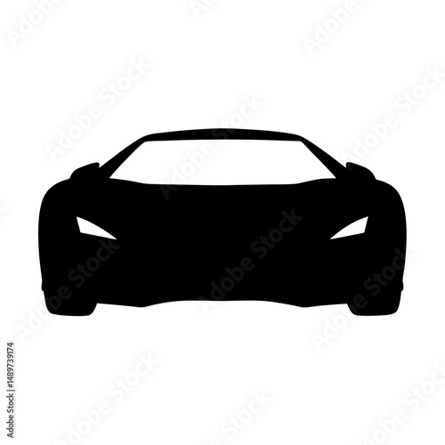 Black Front View of Generic Sports Car Icon Isolated vector illustration