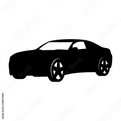 Black Front View of Generic Sports Car Icon Isolated vector illustration