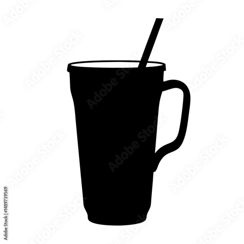 Black Iced Tea Silhouette Icon Isolated on White vector illustration