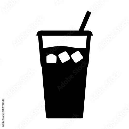Black Iced Tea Silhouette Icon Isolated on White vector illustration