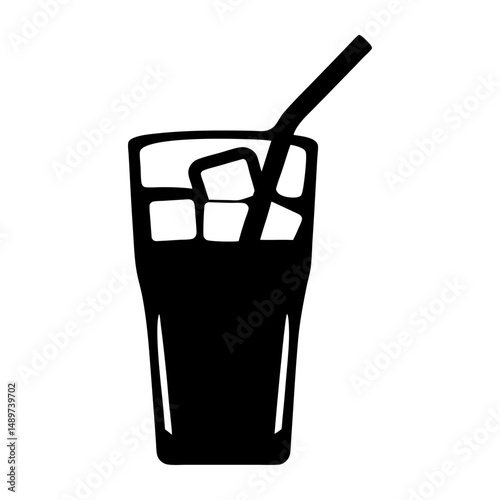 Black Iced Tea Silhouette Icon Isolated on White vector illustration