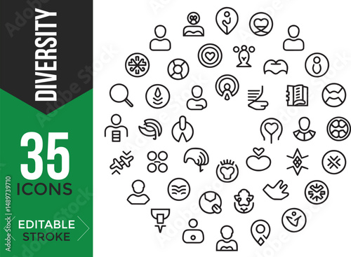 Diversity & Inclusion Icon Set – Equality, Culture, Tolerance & Human Rights

