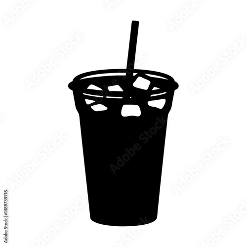 Black Iced Tea Silhouette Icon Isolated on White vector illustration