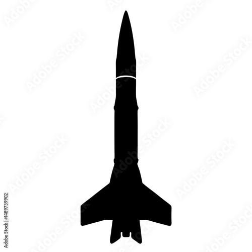 Black Missile or Rocket with Nozzle Base Icon Isolated vector illustration