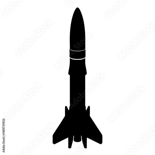 Black Missile or Rocket with Nozzle Base Icon Isolated vector illustration