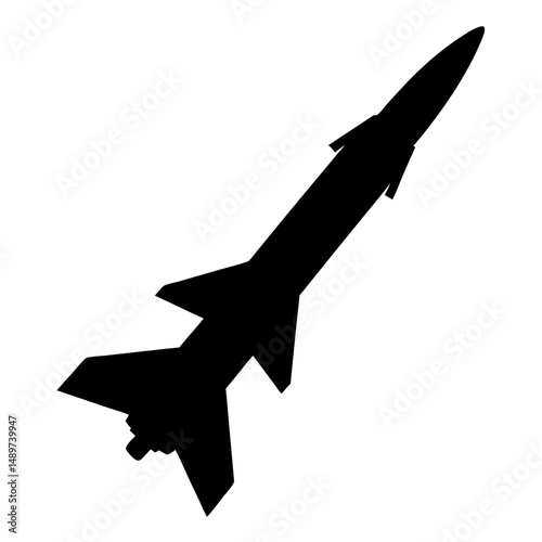 Black Missile or Rocket with Nozzle Base Icon Isolated vector illustration