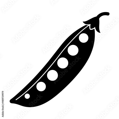 Black Pea Pod with Peas Icon Isolated on White Background vector illustration