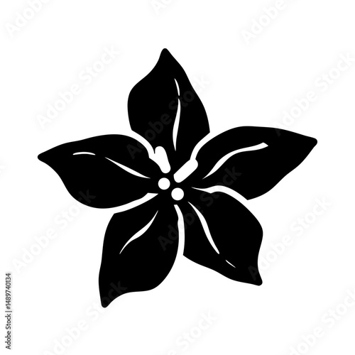 Black Poinsettia Flower Minimalist Silhouette vector illustration