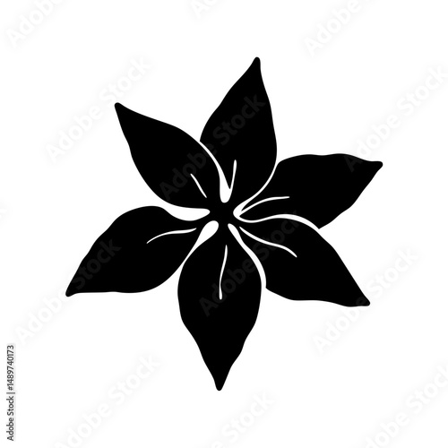 Black Poinsettia Flower Minimalist Silhouette vector illustration