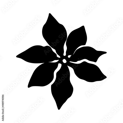 Black Poinsettia Flower Minimalist Silhouette vector illustration