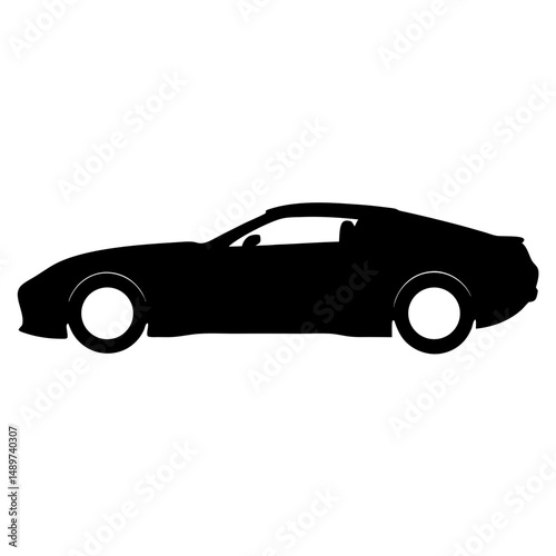 Black Side View of Generic Sports Car Icon Isolated vector illustration