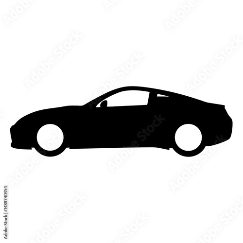 Black Side View of Generic Sports Car Icon Isolated vector illustration