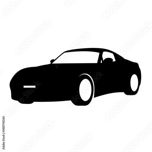 Black Side View of Generic Sports Car Icon Isolated vector illustration