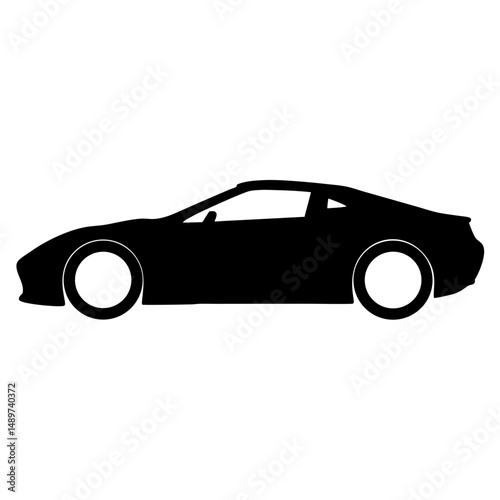 Black Side View of Generic Sports Car Icon Isolated vector illustration