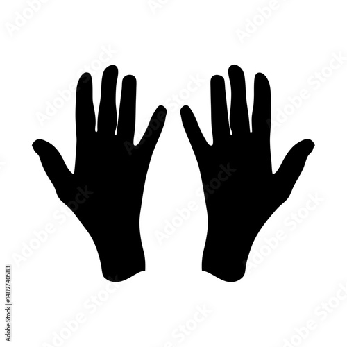 Black Silhouette of Two Open Hands Reaching Up Icon Isolated vector illustration