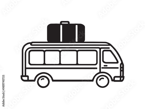 Airport Shuttle vector line art illustration