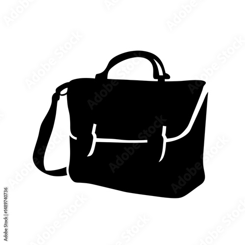 Black Shoulder Bag or Handbag Icon Isolated on White vector illustration