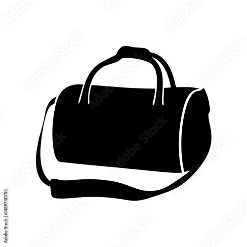 Black Shoulder Bag or Handbag Icon Isolated on White vector illustration