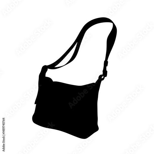 Black Shoulder Bag or Handbag Icon Isolated on White vector illustration