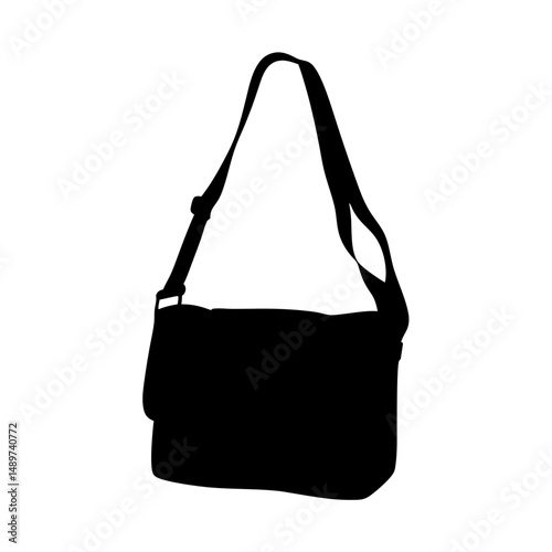 Black Shoulder Bag or Handbag Icon Isolated on White vector illustration