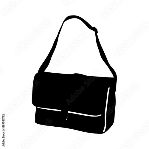 Black Shoulder Bag or Handbag Icon Isolated on White vector illustration