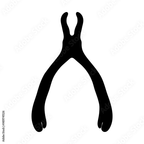 black wishbone silhouette icon isolated on white vector illustration
