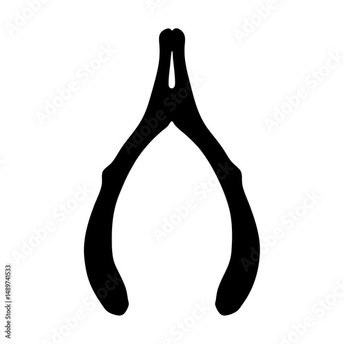 black wishbone silhouette icon isolated on white vector illustration