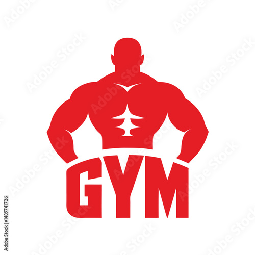 Bold Bodybuilder Silhouette Logo with Gym Name