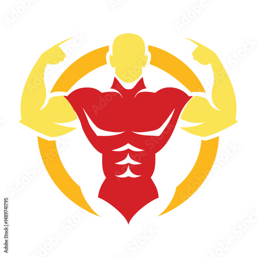 Bodybuilding Torso Logo with Abs Illustration