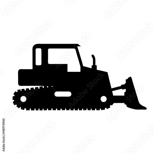 bulldozer with tracks and blade icon isolated on white vector illustration
